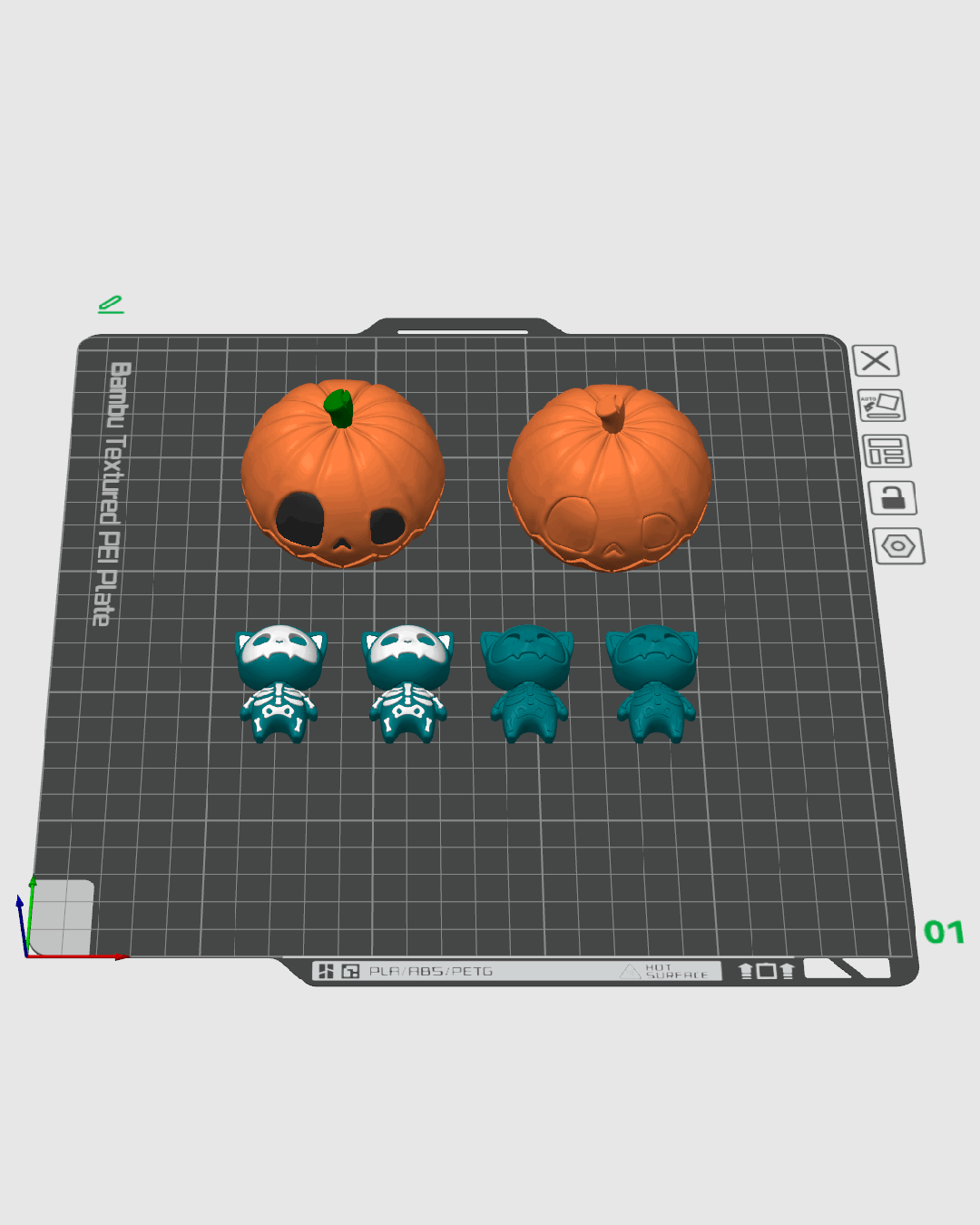 Calabaza Sorpresa Gato Esqueleto articulada impresa en 3D