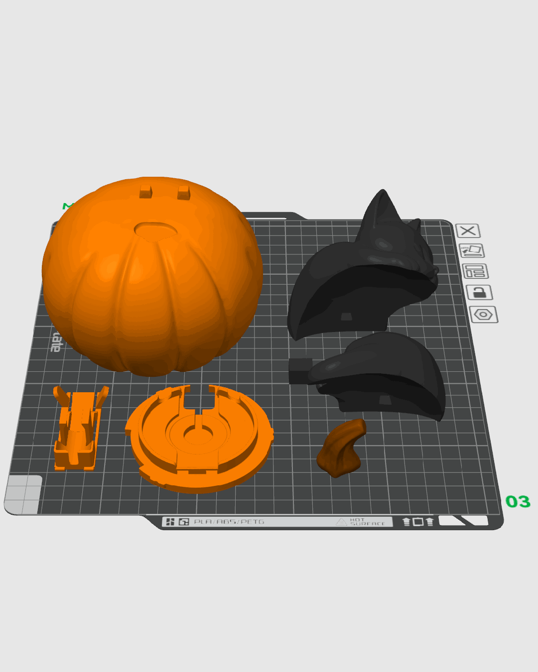 Lámpara Gato Dormilón impresa en 3D para Halloween