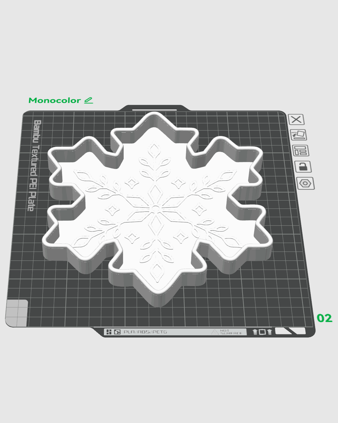Bandeja navideña copo de nieve impresa en 3D