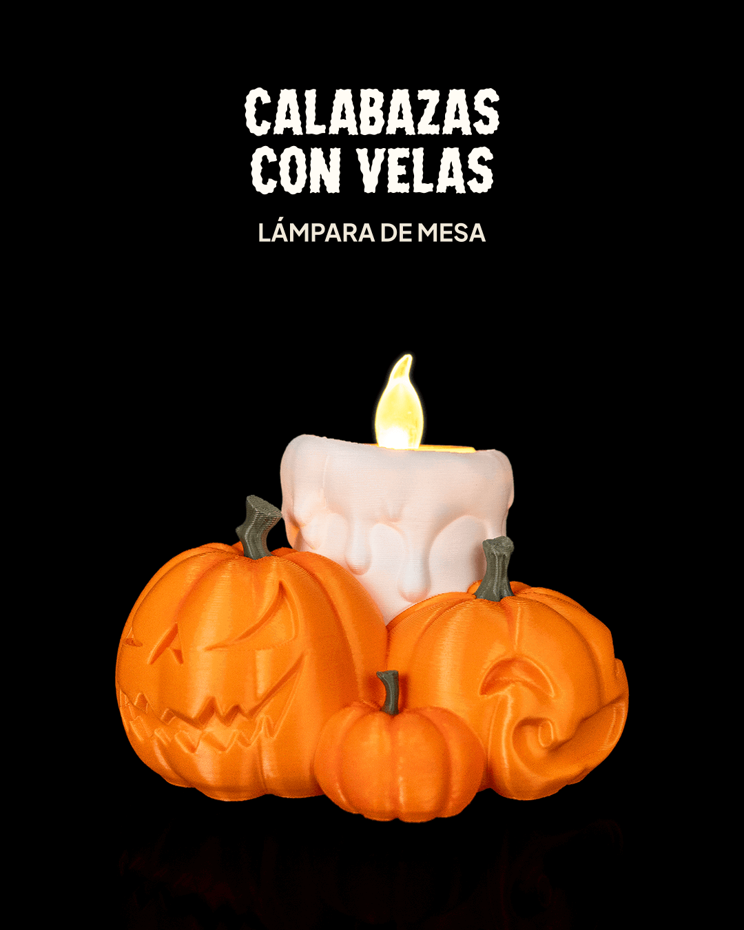 Lámpara Calabazas con Vela impresa en 3D – decoración de Halloween (1)