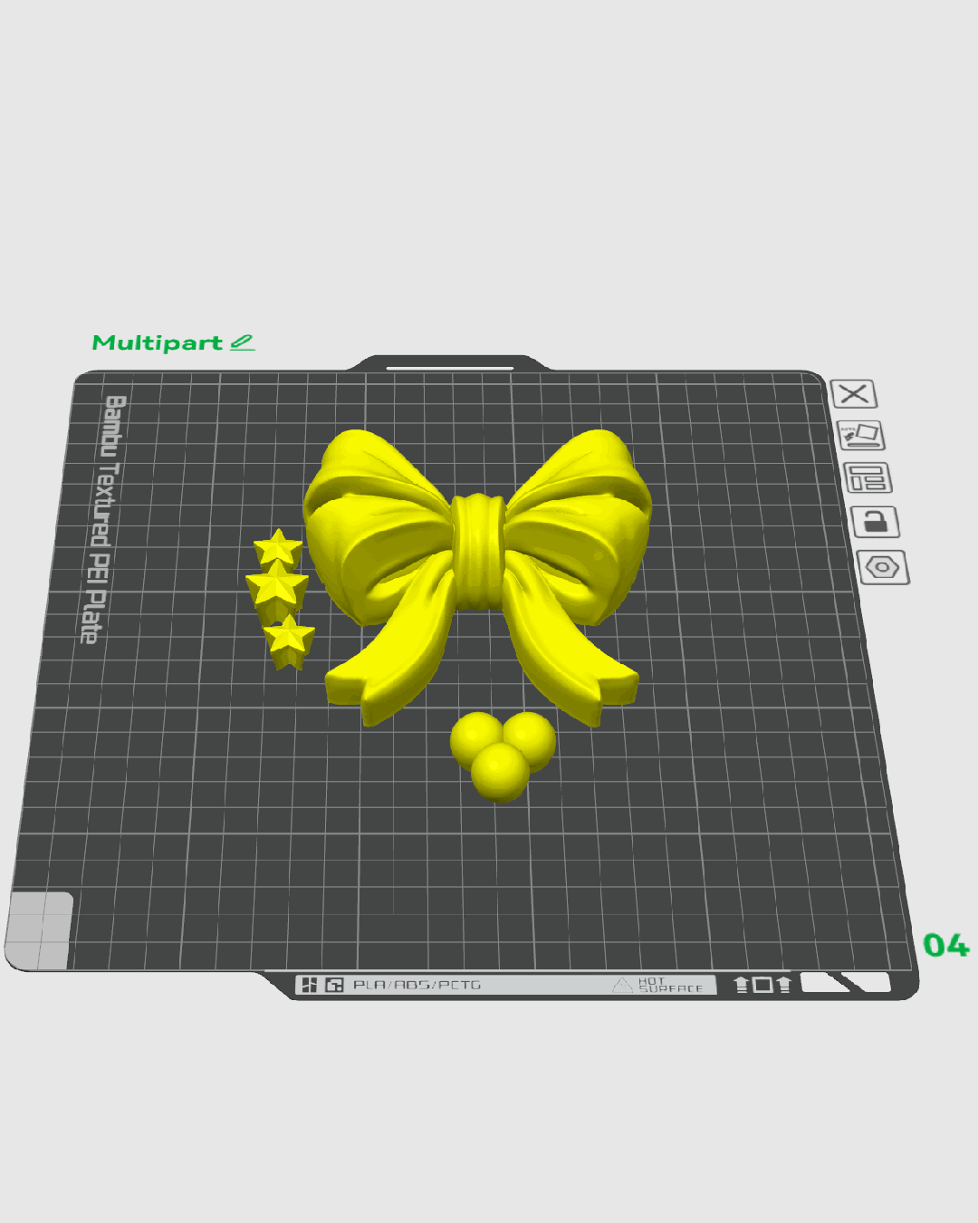 Corona de pinos navideña impresa en 3D