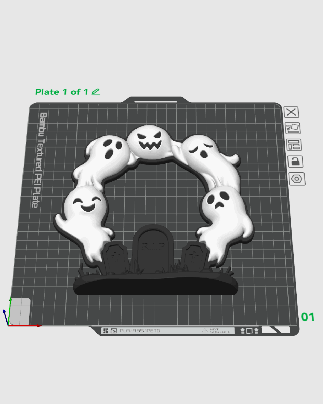Corona Halloween Arco Fantasmal impresa en 3D