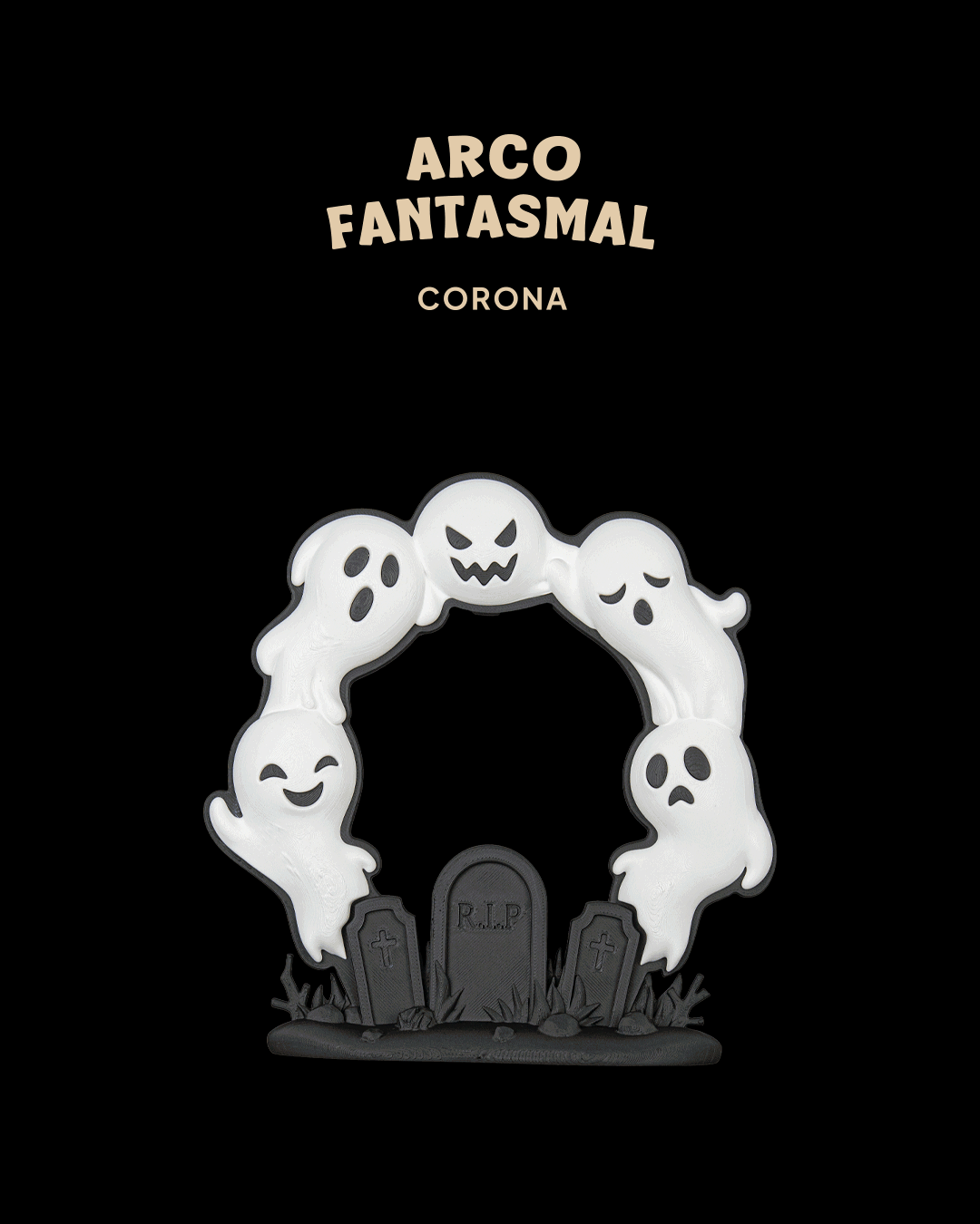 Corona Halloween Arco Fantasmal impresa en 3D