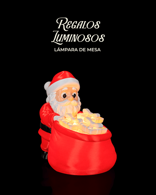 Lámpara Papá Noel con regalos impresa en 3D
