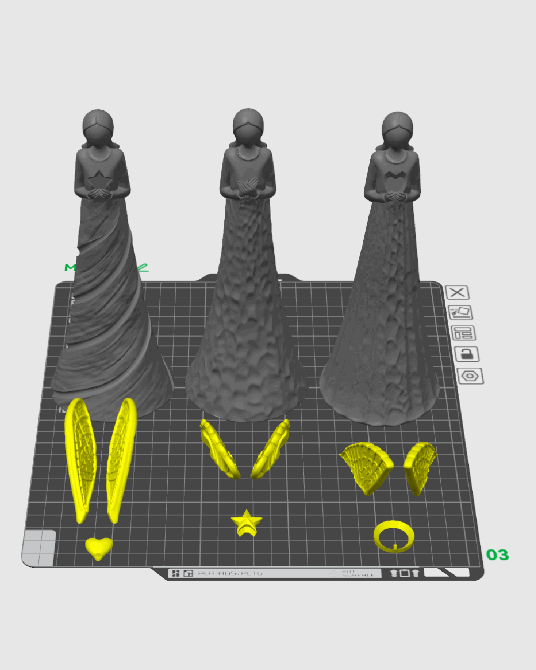 Figuras Trío de Ángeles impresas en 3D