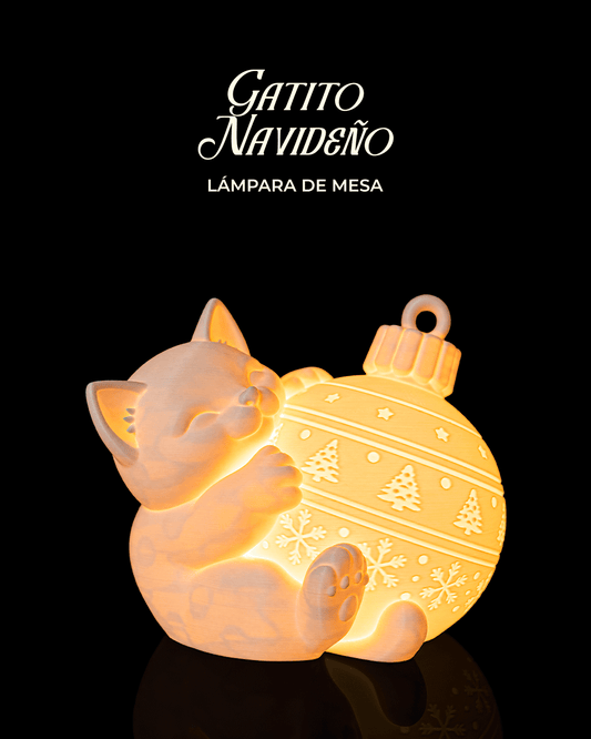Lámpara gatito navideño impresa en 3D