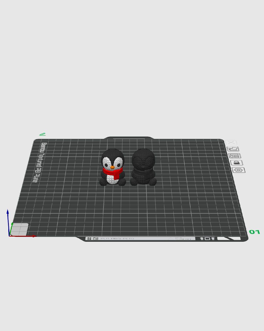 Minifigura pingüino navideño articulado impreso en 3D