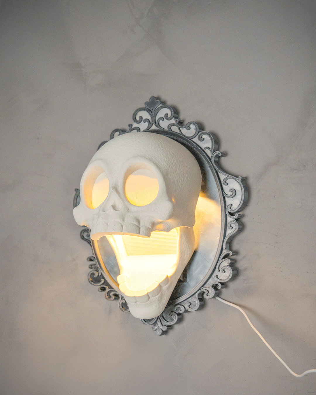 Lámpara de Pared Calavera Barroca impresa en 3D – decoración de Halloween (4)