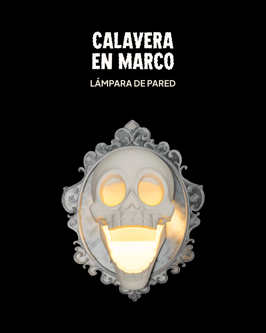 Lámpara de Pared Calavera Barroca impresa en 3D – decoración de Halloween (1)