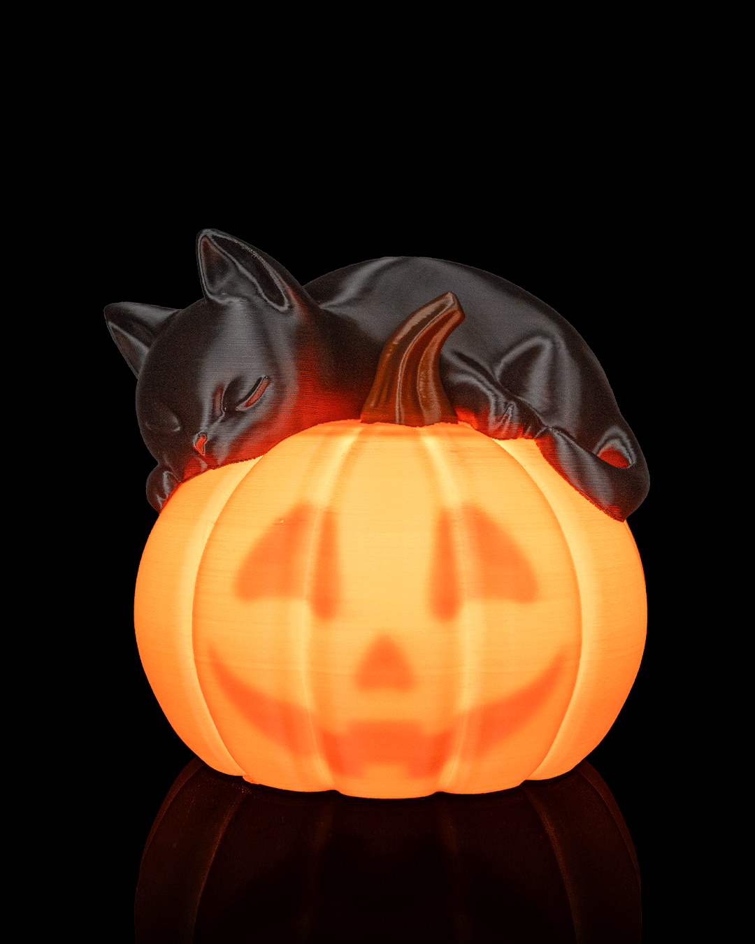 Lámpara Gato Dormilón impresa en 3D para Halloween