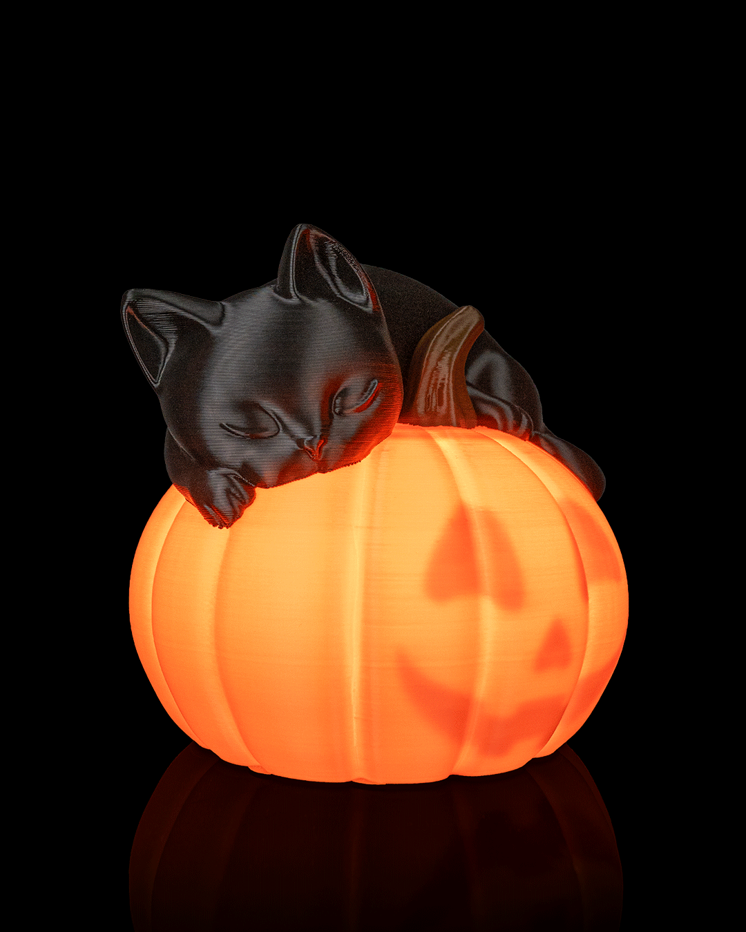 Lámpara Gato Dormilón impresa en 3D para Halloween