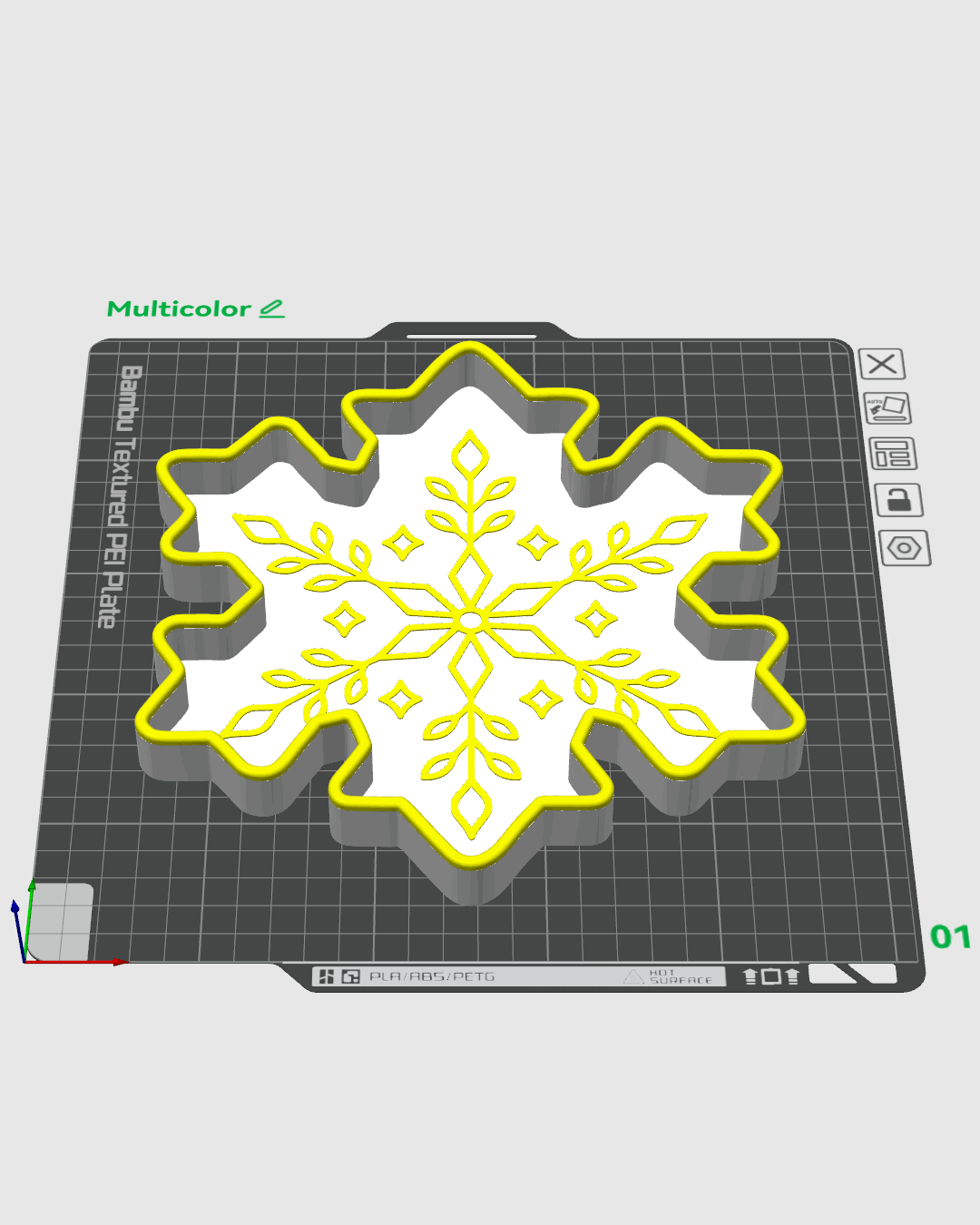 Bandeja navideña copo de nieve impresa en 3D