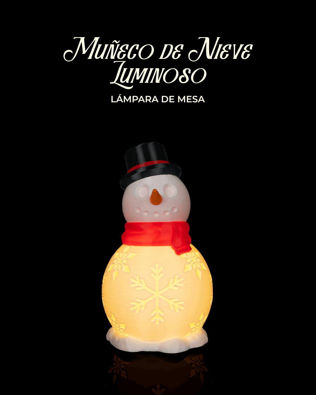 Lámpara muñeco de nieve impresa en 3D