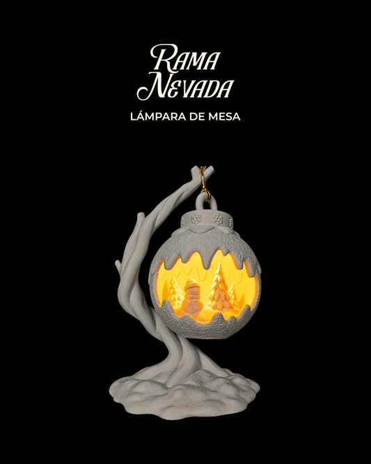 Lámpara rama nevada con bola navideña impresa en 3D