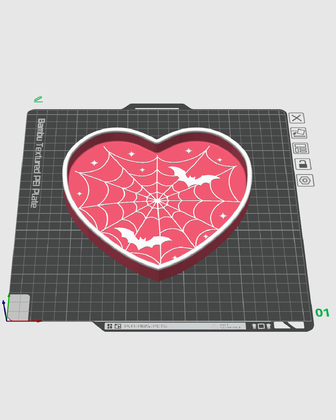 Bandeja Corazón Telaraña impresa en 3D para Halloween