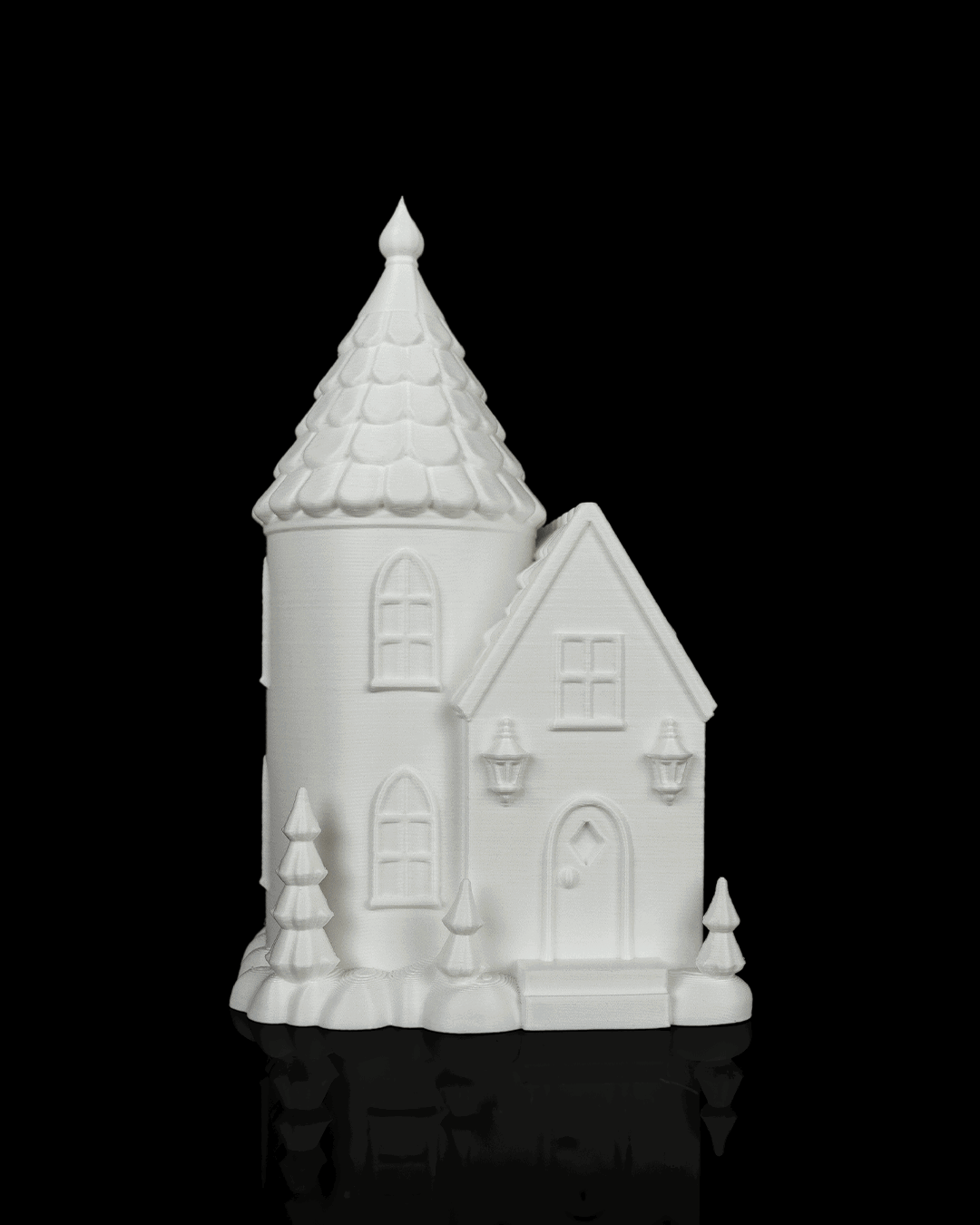 Villa navideña iluminada impresa en 3D