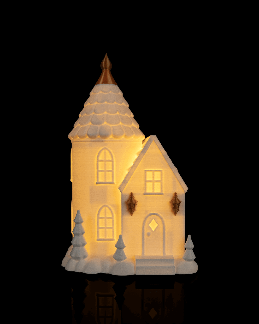 Villa navideña iluminada impresa en 3D