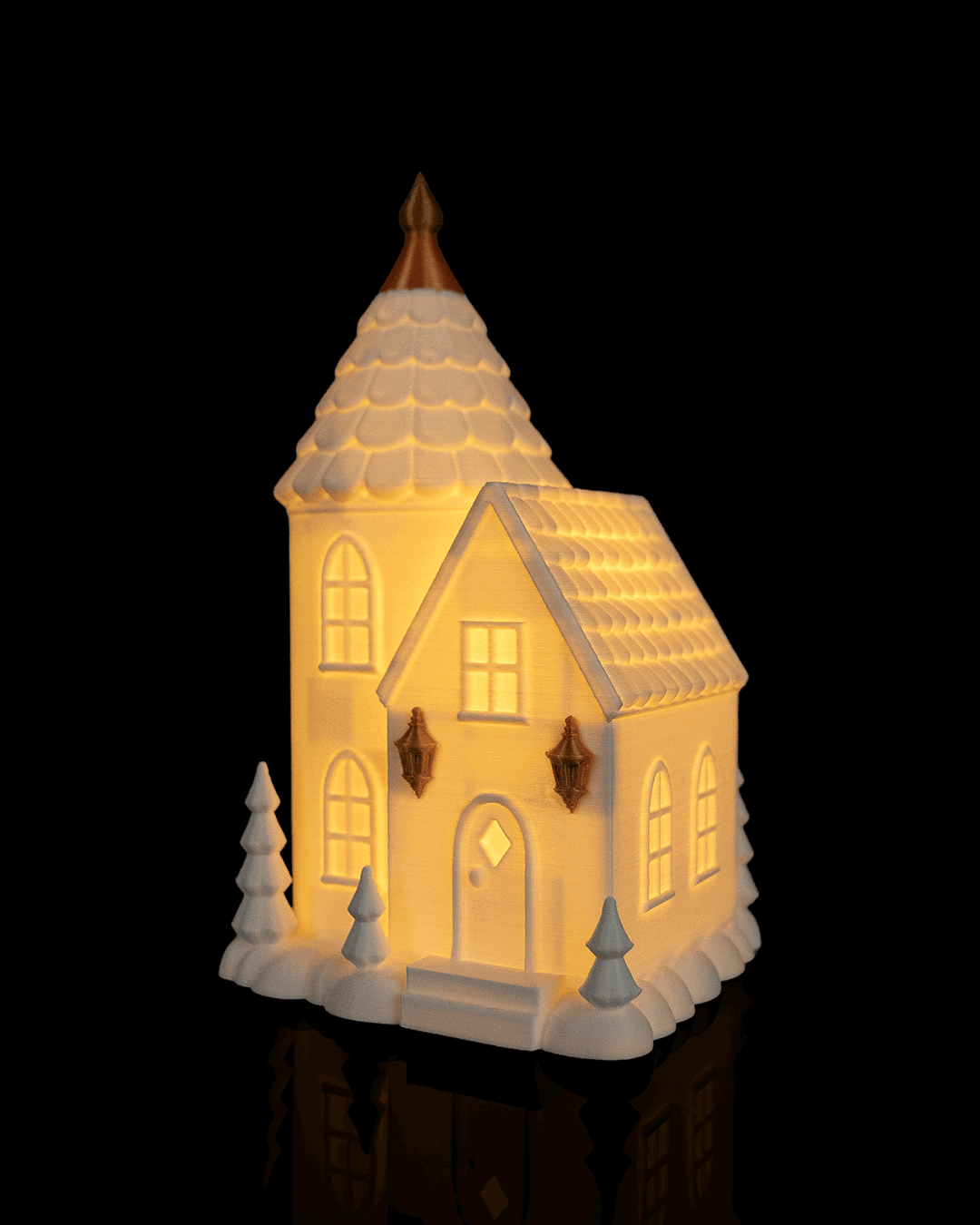 Villa navideña iluminada impresa en 3D
