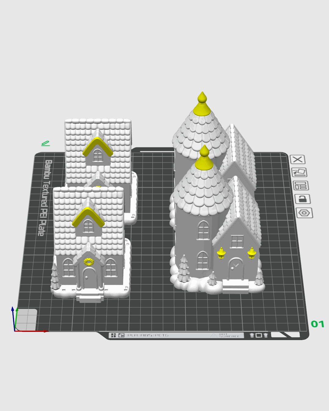 Villa navideña iluminada impresa en 3D