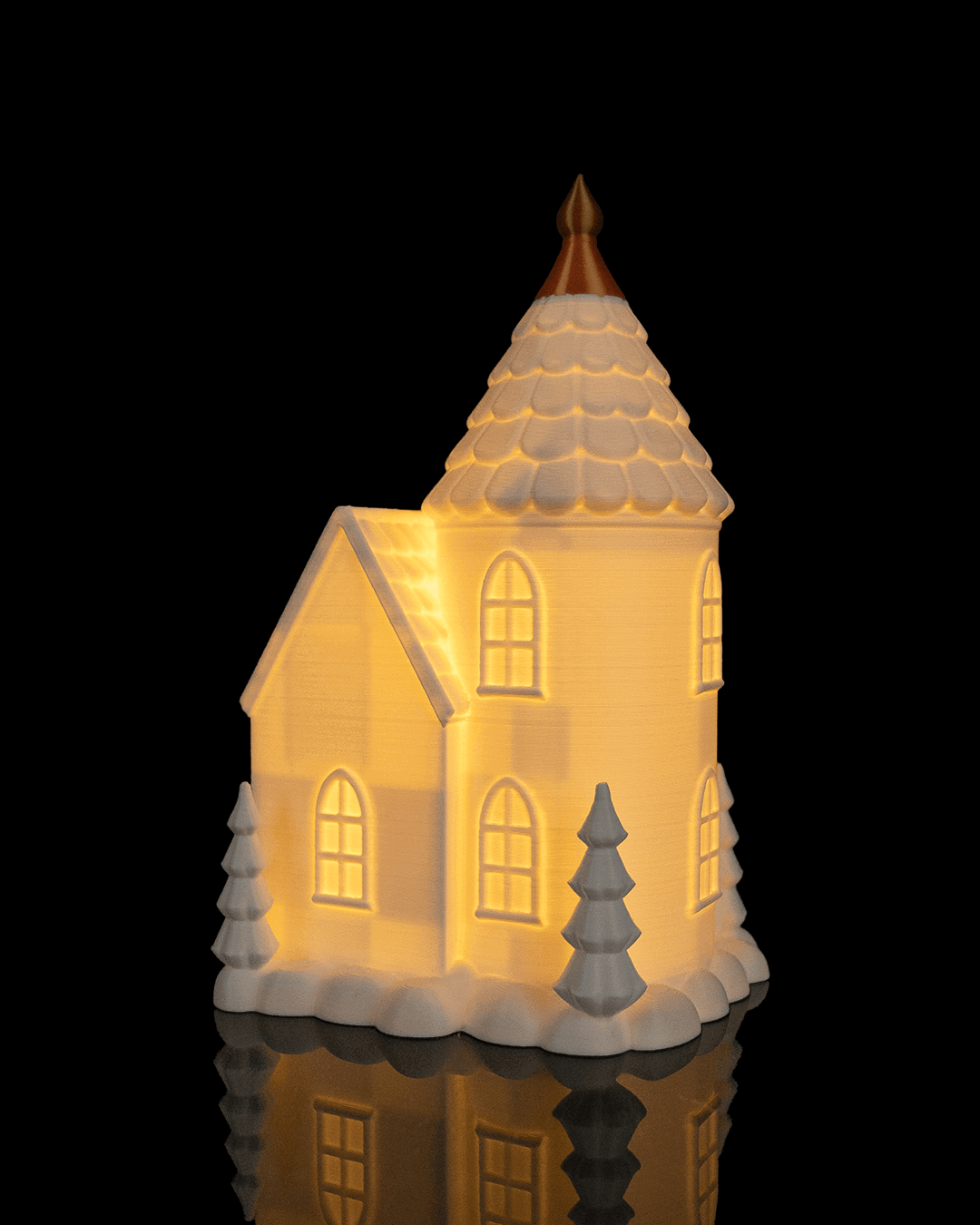 Villa navideña iluminada impresa en 3D