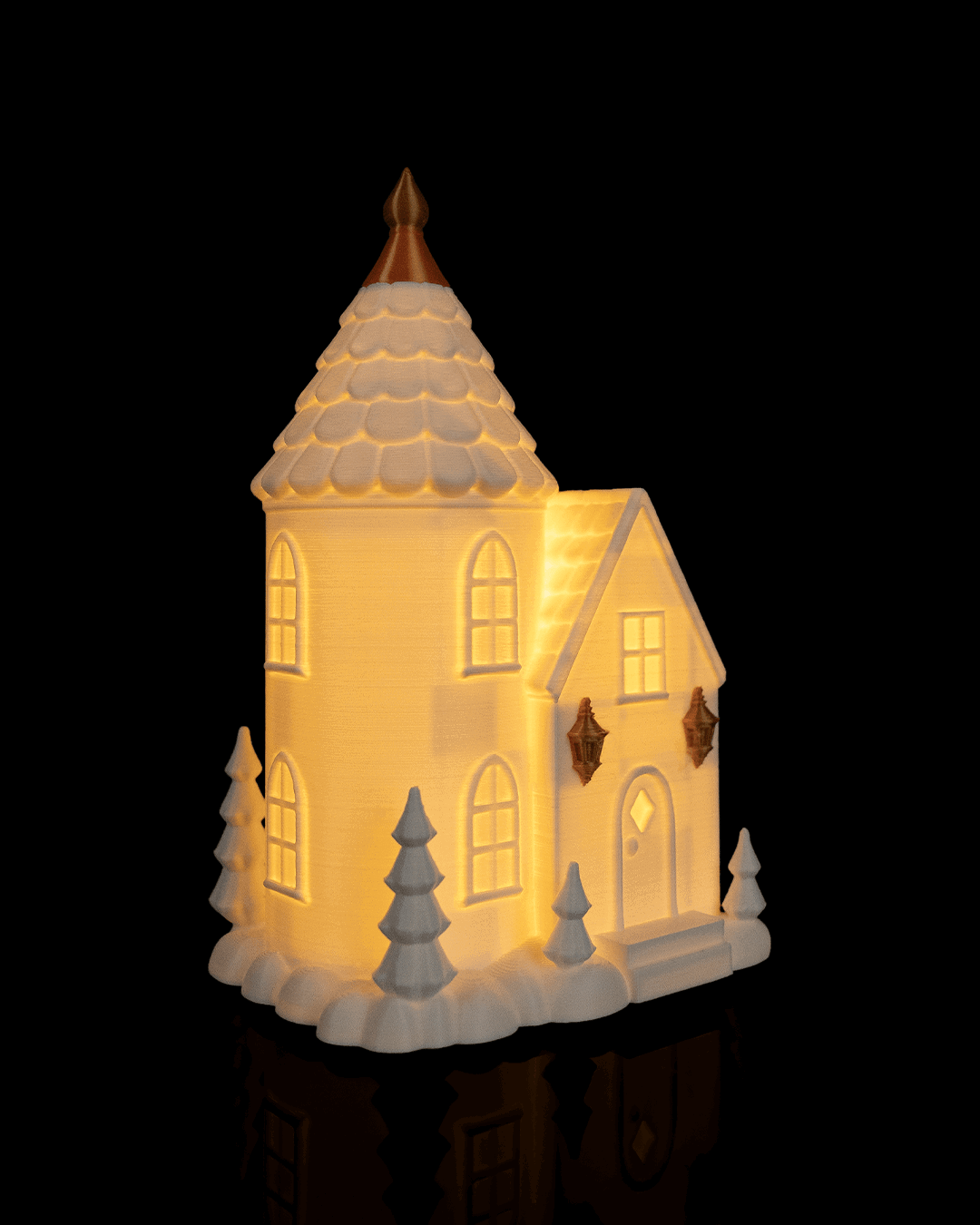 Villa navideña iluminada impresa en 3D