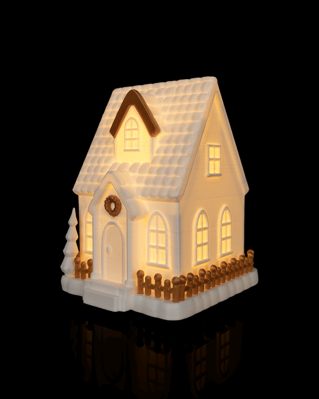 Villa navideña iluminada impresa en 3D