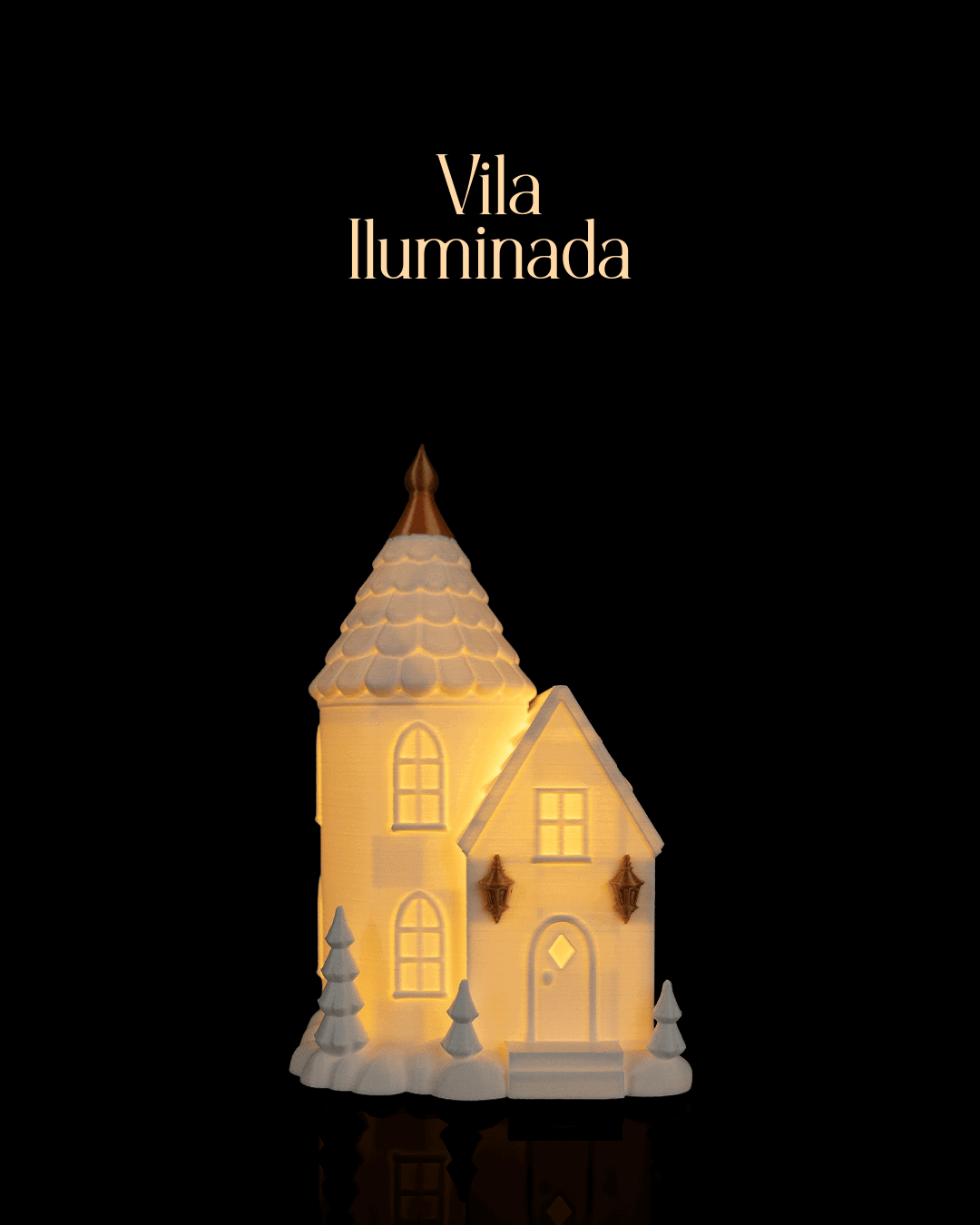 Villa navideña iluminada impresa en 3D
