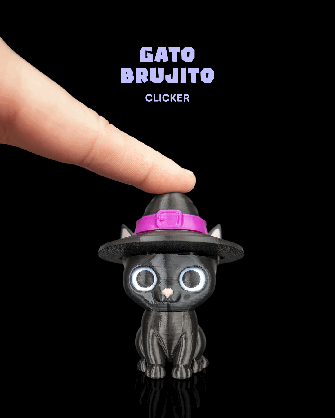 Clicker Gato Brujo impreso en 3D para Halloween